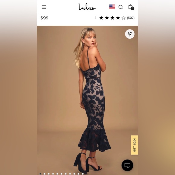 Navy Lace Lulus Dress - Picture 2 of 3